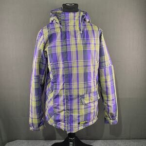 Burton Jacket Women S DryRide Plaid Coat Thermal Snowboard Cozy Purple Yellow